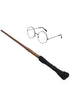 BookMyCostume Hary Film Wizard Wand and Round Black Glasses Combo for Kids – Magical Stick with Classic Costume Glasses for Fancy Dress, Cosplay & Wizard-Themed Events